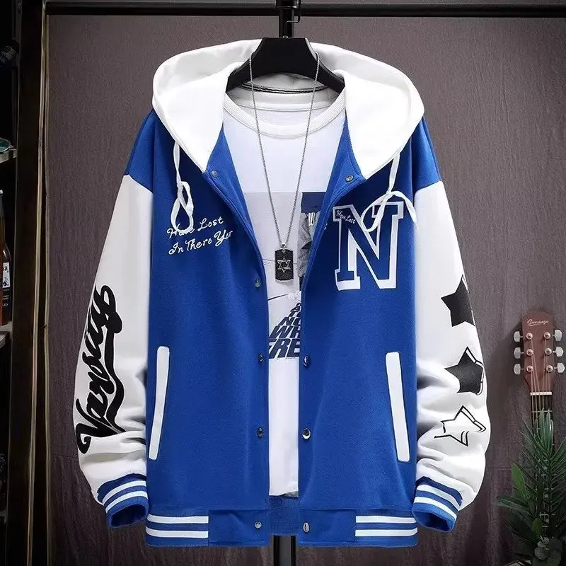 2023 Spring Autumn Men's Jackets Korean Fashion Streetwear Hooded Coats Men Casual Trend Men Clothing Baseball Jackets Men
