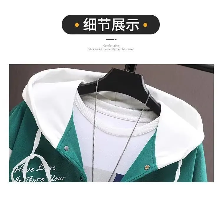 2023 Spring Autumn Men's Jackets Korean Fashion Streetwear Hooded Coats Men Casual Trend Men Clothing Baseball Jackets Men