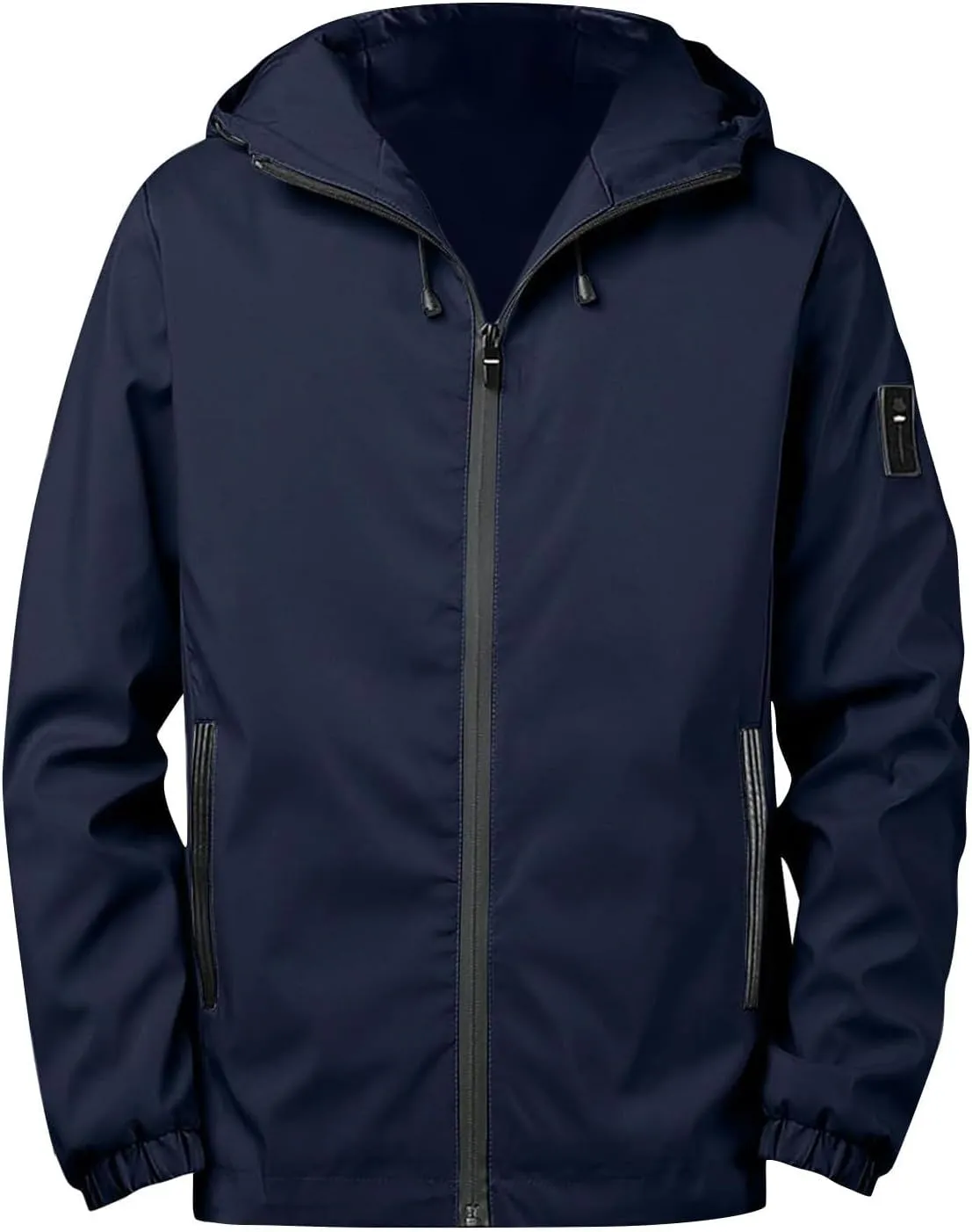 evzosrz Mens Windbreaker Jackets Lightweight Softshell Hooded Jacket Zip Waterproof Casual Outdoor Coat with Hidden Pockets