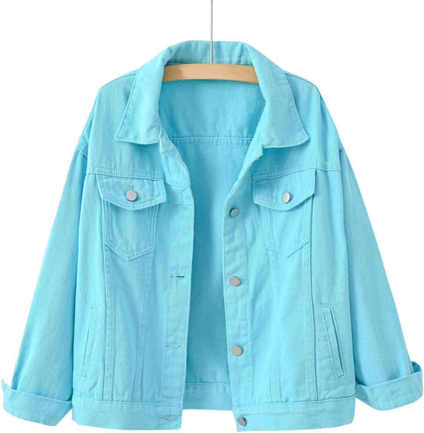 Jean Jacket For Women Trendy Womens Candy Color Denim Jacket Relaxed Fit Casual Jean Trucker Short Jackets For