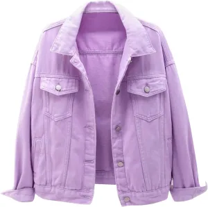 Jean Jacket For Women Trendy Womens Candy Color Denim Jacket Relaxed Fit Casual Jean Trucker Short Jackets For