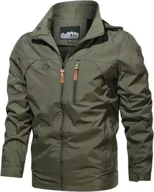 Mens Hooded Outdoor Jacket Long Sleeve Zipper Cargo Jeckets Multi Pocket Overcoat Windbreaker Winter Warm Trench Coat