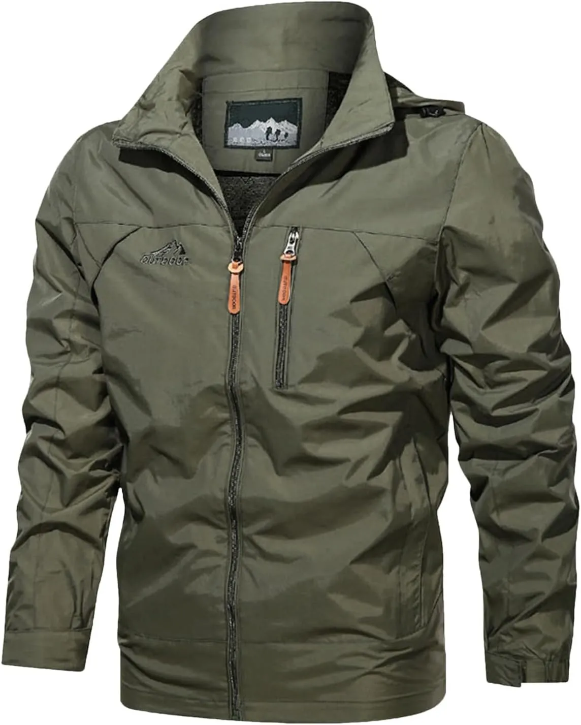 Mens Hooded Outdoor Jacket Long Sleeve Zipper Cargo Jeckets Multi Pocket Overcoat Windbreaker Winter Warm Trench Coat