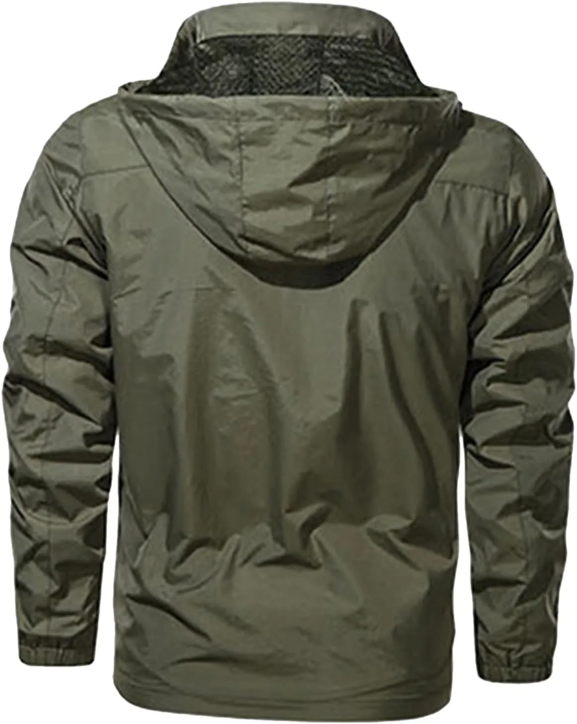 Mens Hooded Outdoor Jacket Long Sleeve Zipper Cargo Jeckets Multi Pocket Overcoat Windbreaker Winter Warm Trench Coat