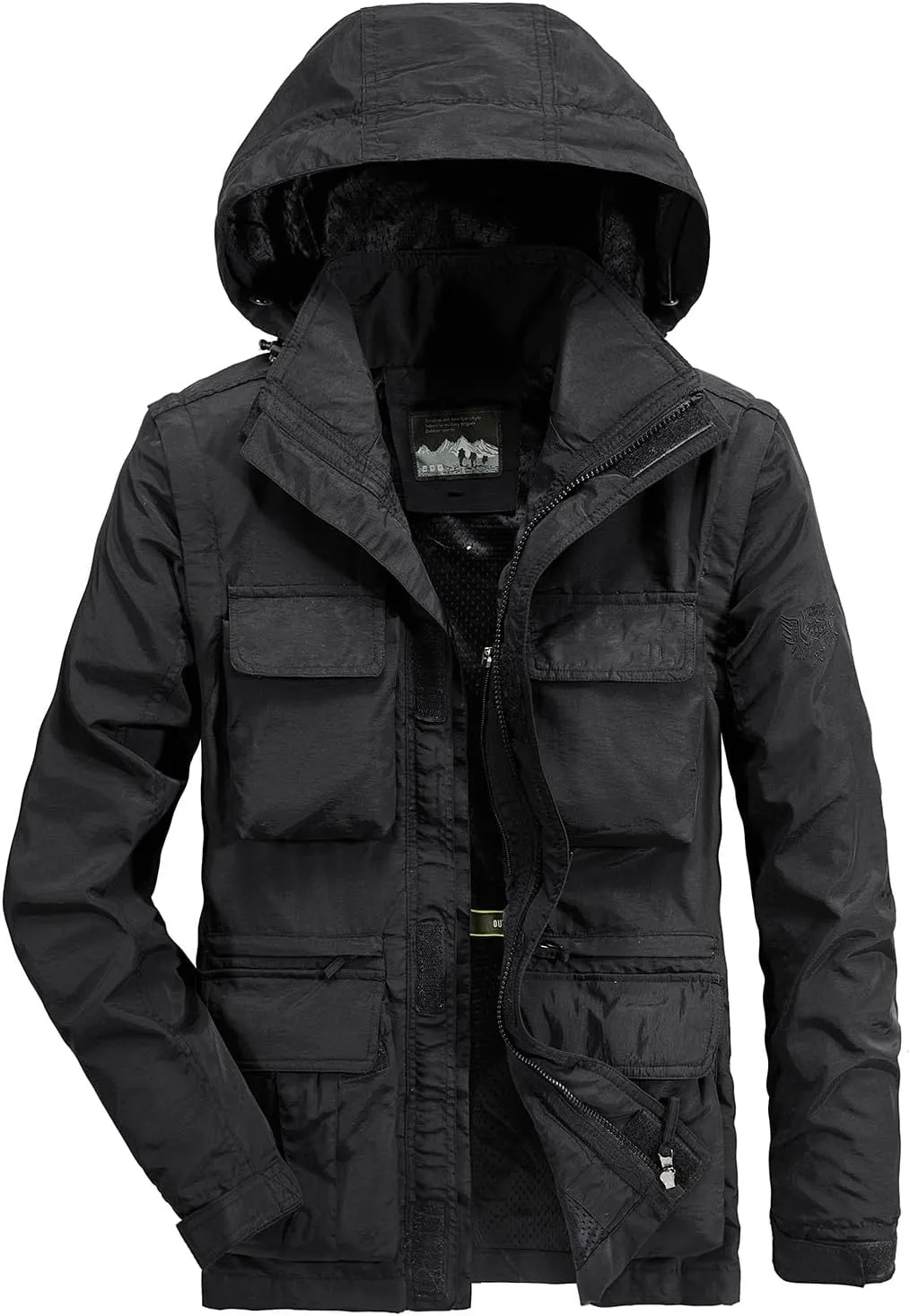 Men's Outdoor Waterproof Soft Shell Hooded Military Special Ops Military Tactical Rain Jackets with Multi Pockets