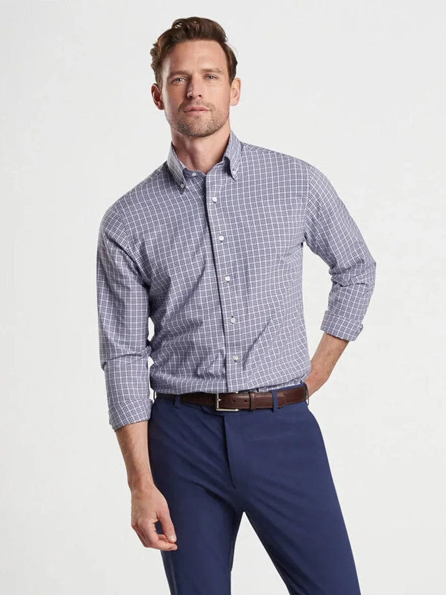 Peter Millar Berkshire Performance Poplin Sport Shirt in Navy