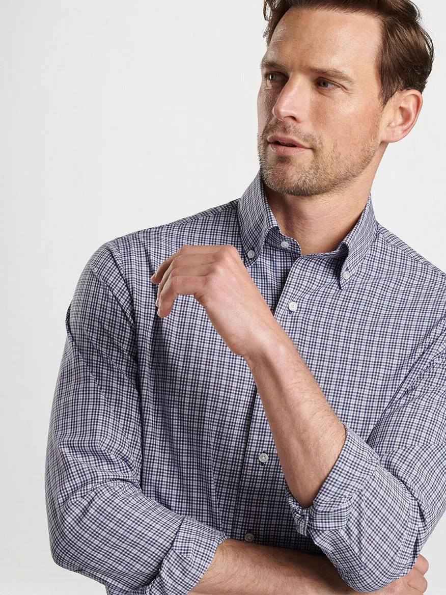 Peter Millar Berkshire Performance Poplin Sport Shirt in Navy
