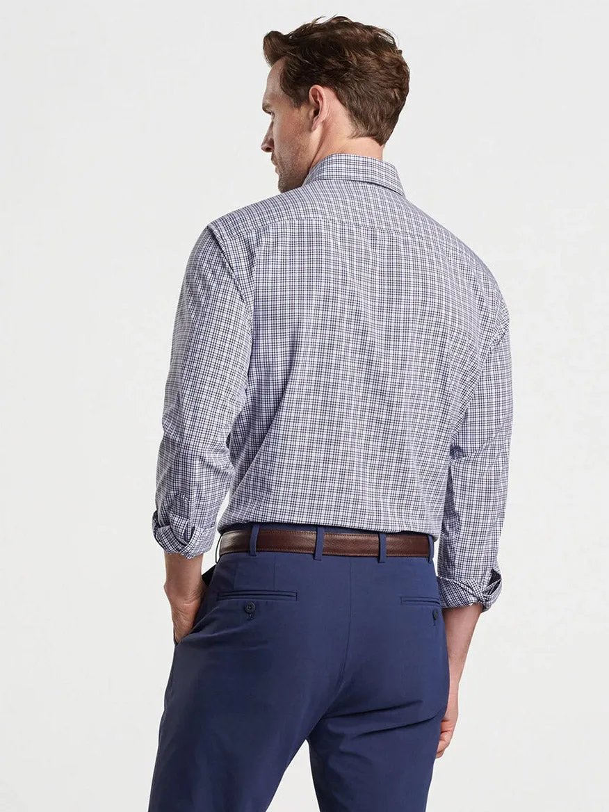 Peter Millar Berkshire Performance Poplin Sport Shirt in Navy