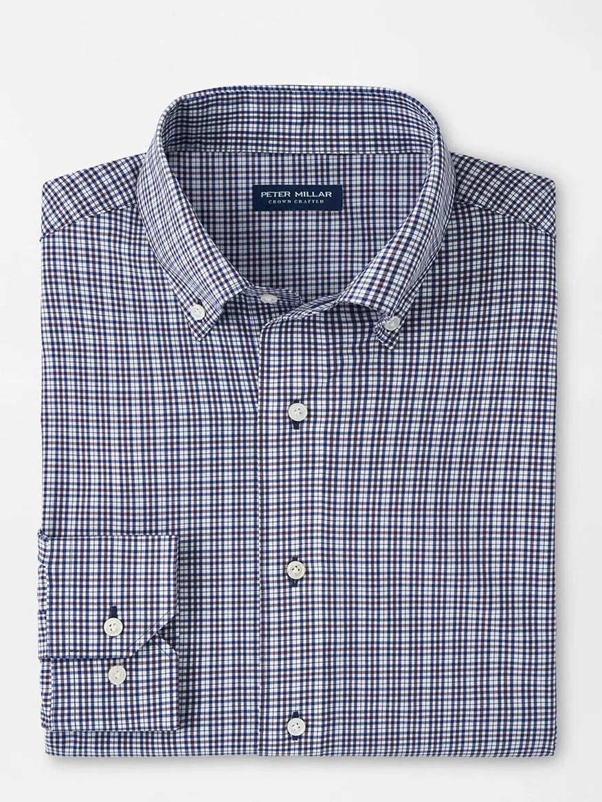 Peter Millar Berkshire Performance Poplin Sport Shirt in Navy