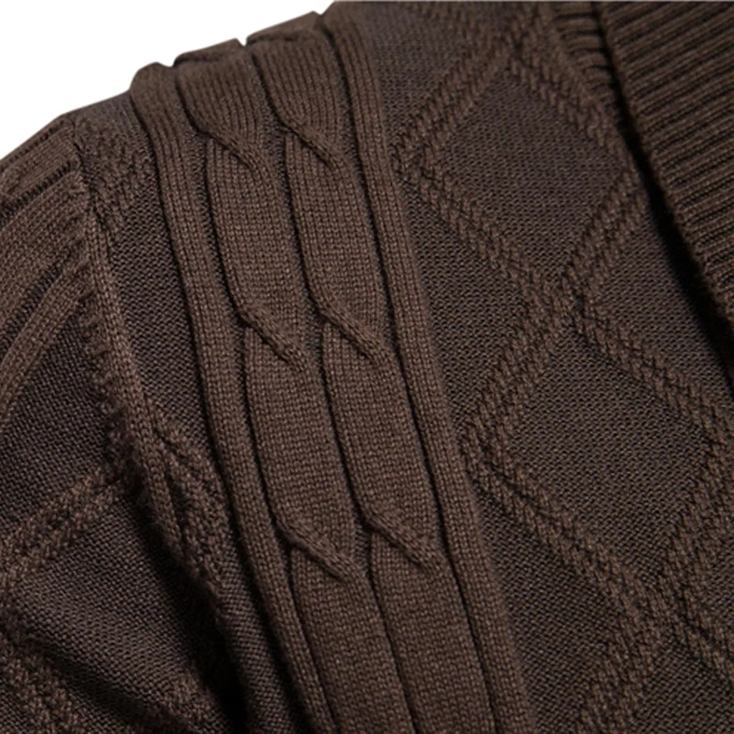 tuduoms Mens Shawl Collar Cardigan Sweater Argyle Cable Knitted Casual Winter Lightweight Button Down Thermal Chunky Sweater