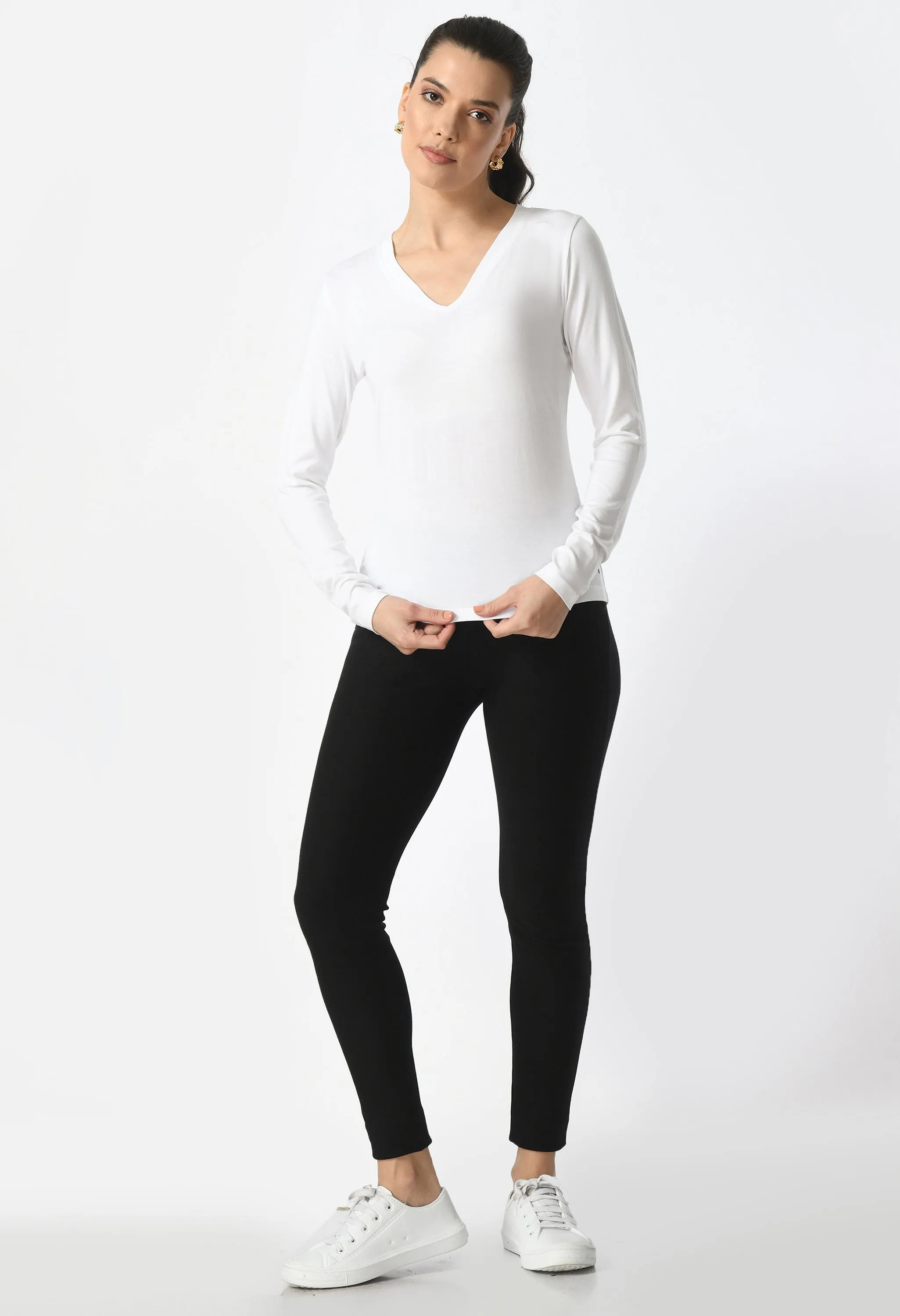 V-Neck Long Sleeve T-Shirt  #6004