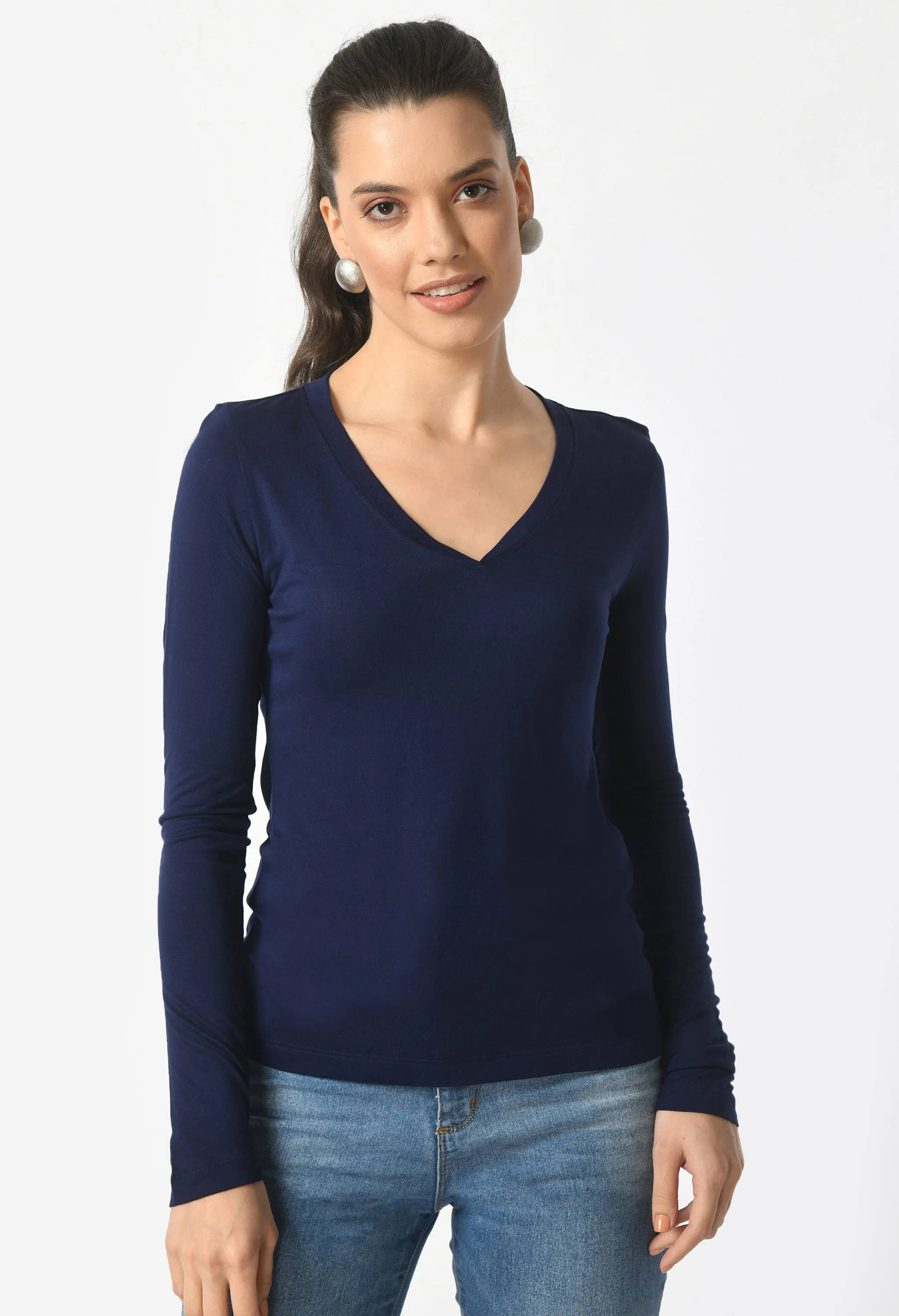 V-Neck Long Sleeve T-Shirt  #6004