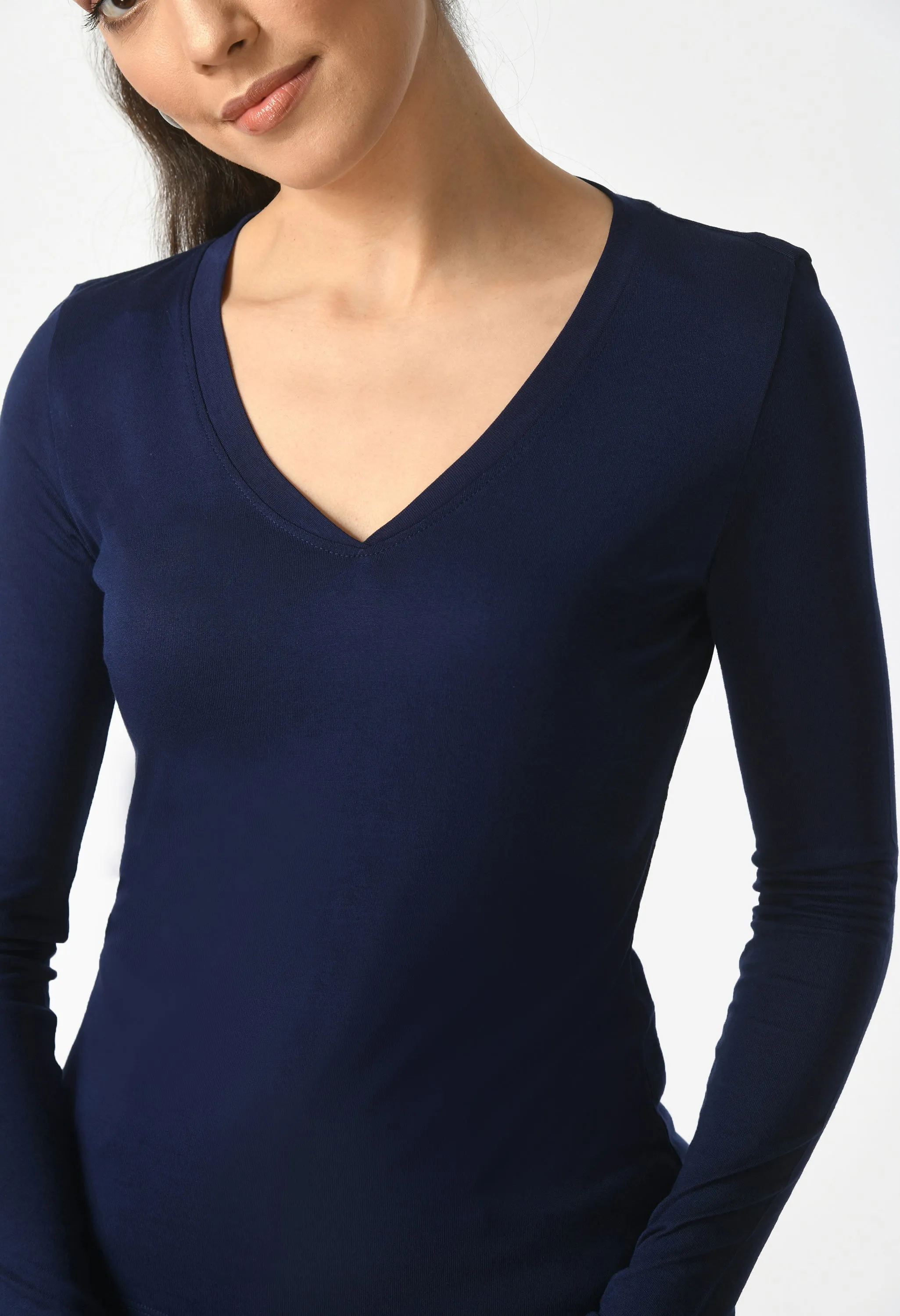 V-Neck Long Sleeve T-Shirt  #6004