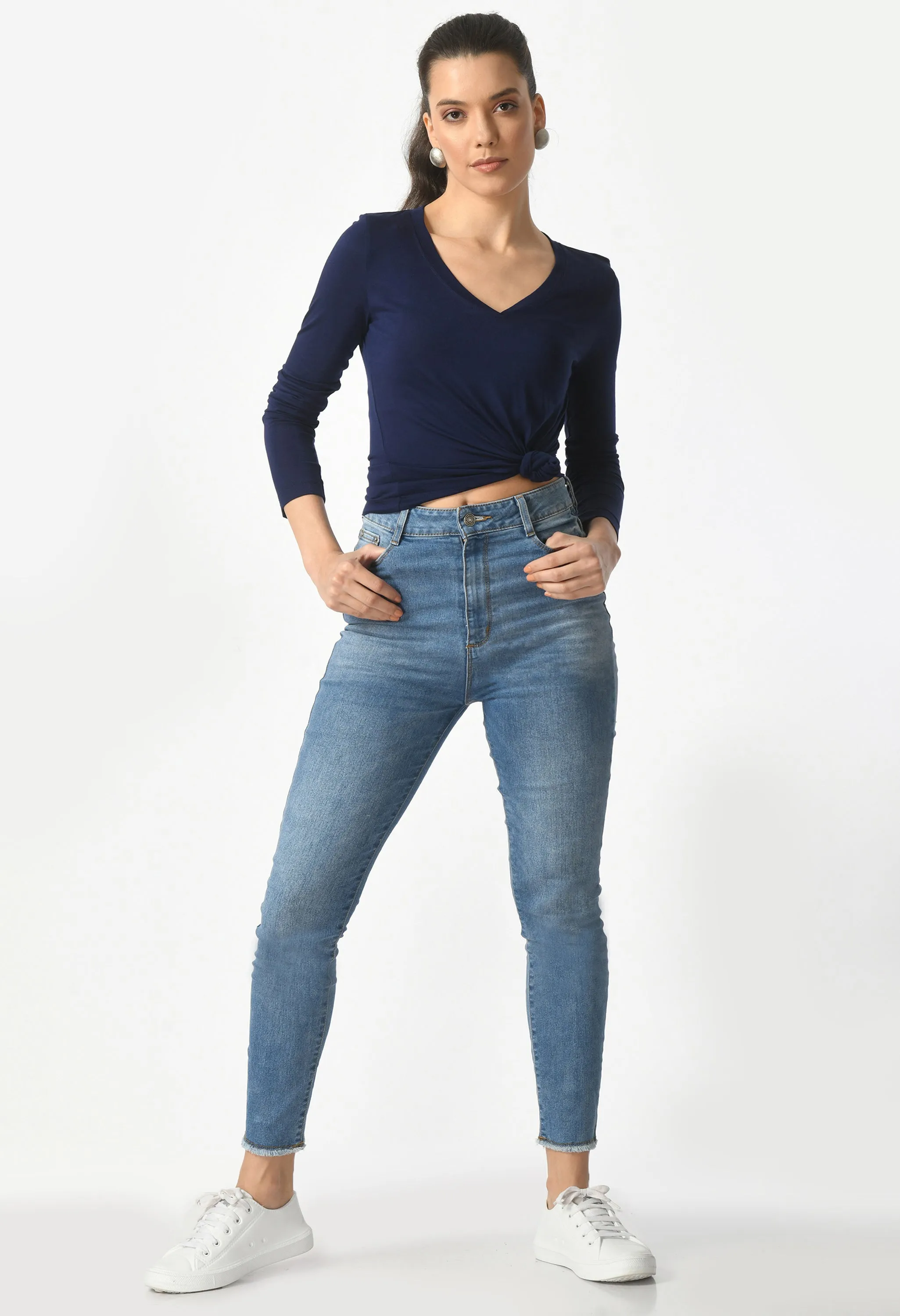 V-Neck Long Sleeve T-Shirt  #6004
