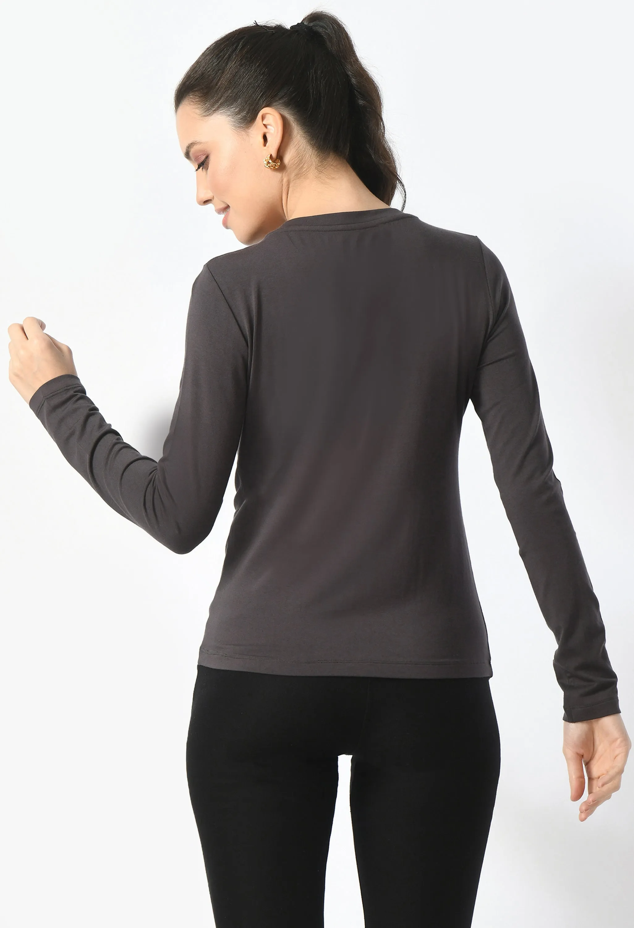 V-Neck Long Sleeve T-Shirt  #6004