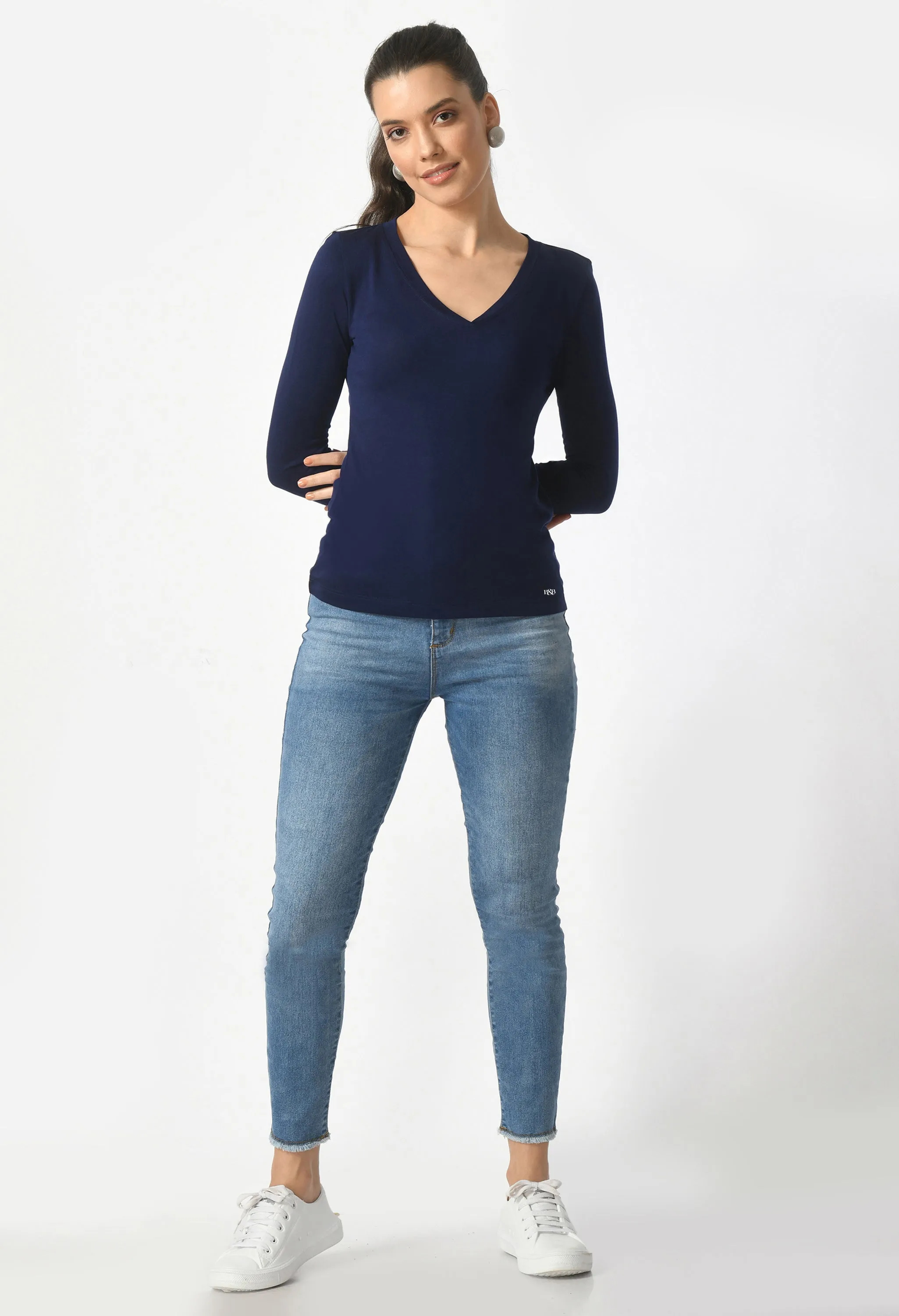 V-Neck Long Sleeve T-Shirt  #6004