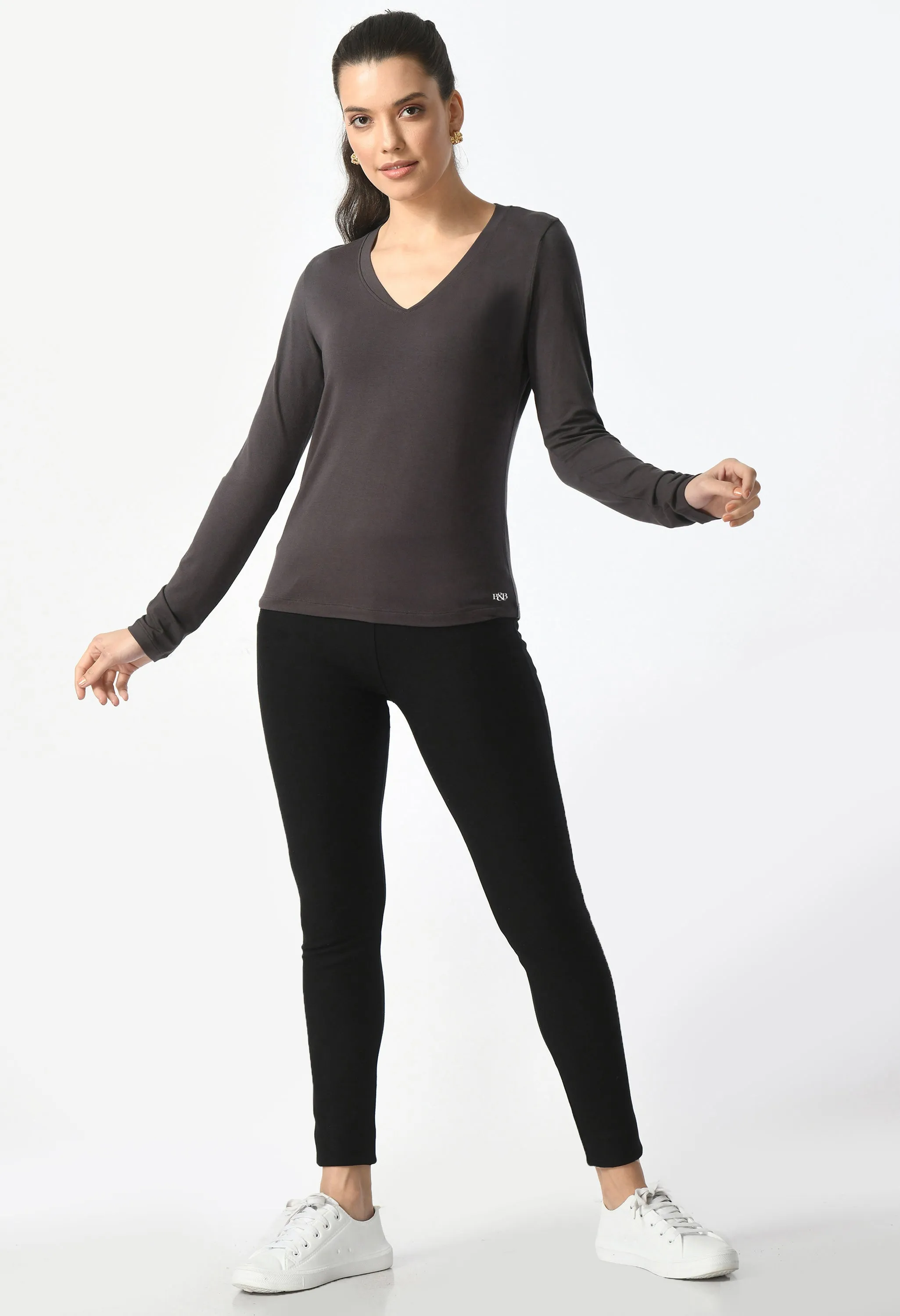 V-Neck Long Sleeve T-Shirt  #6004