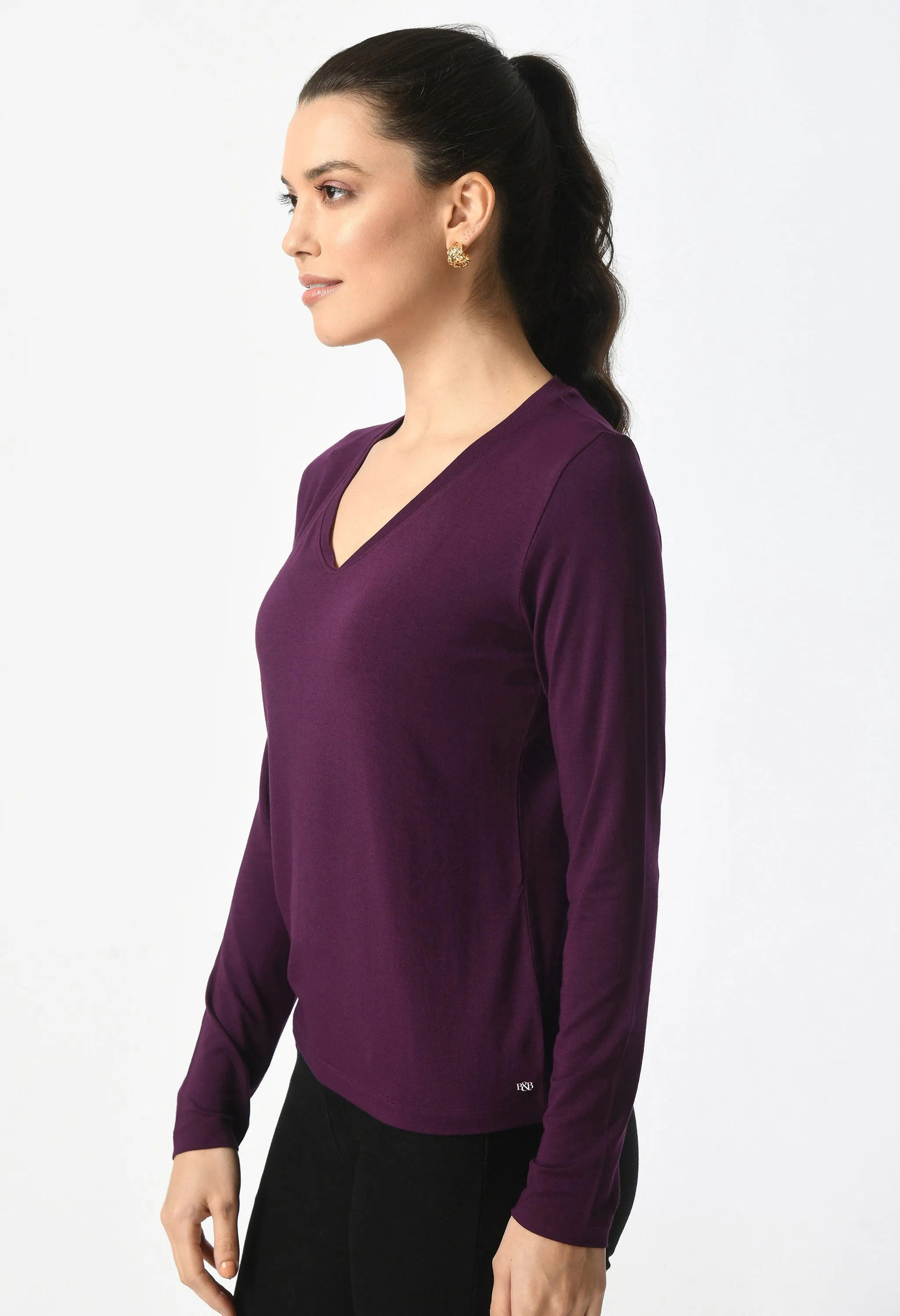 V-Neck Long Sleeve T-Shirt  #6004