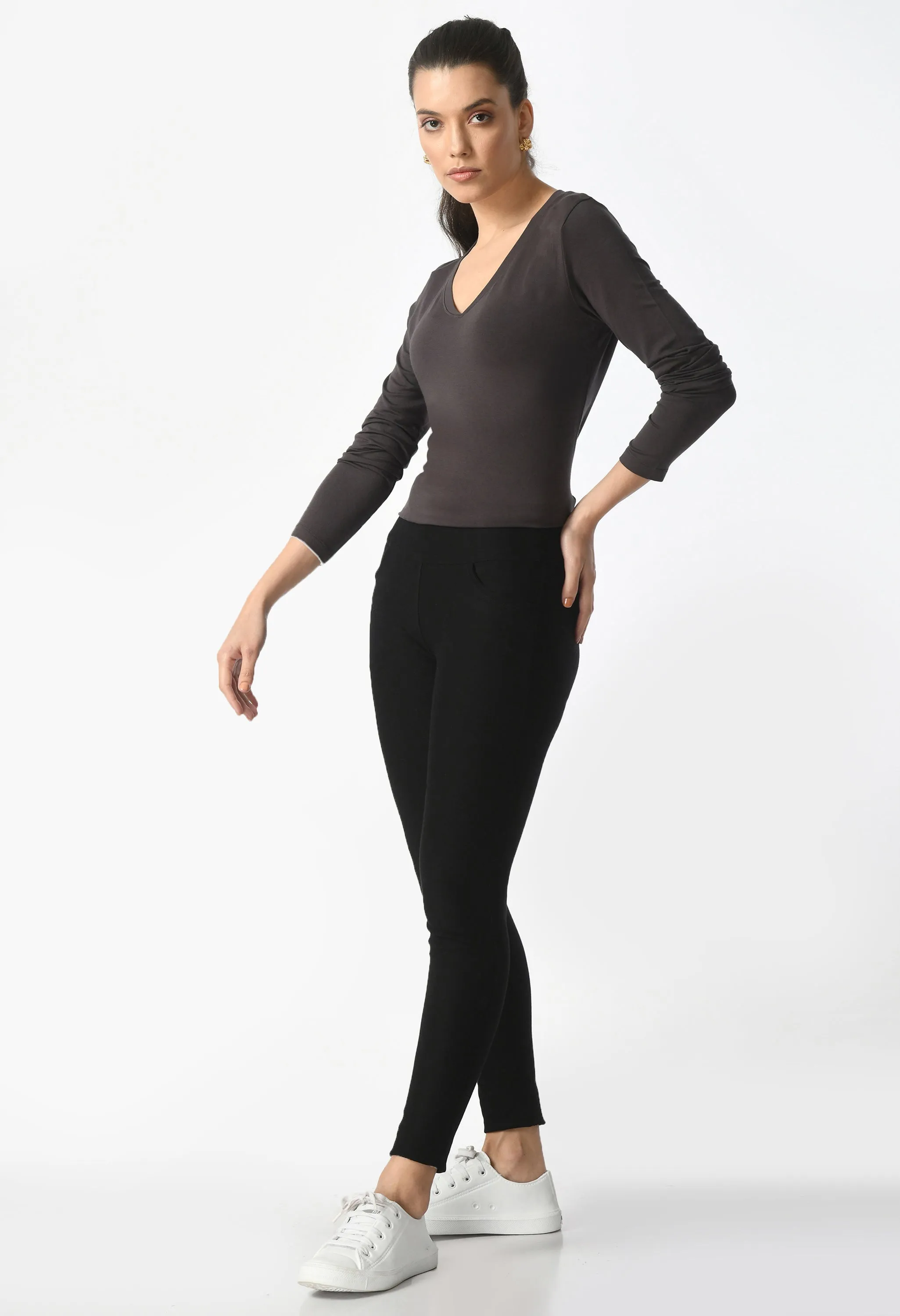 V-Neck Long Sleeve T-Shirt  #6004